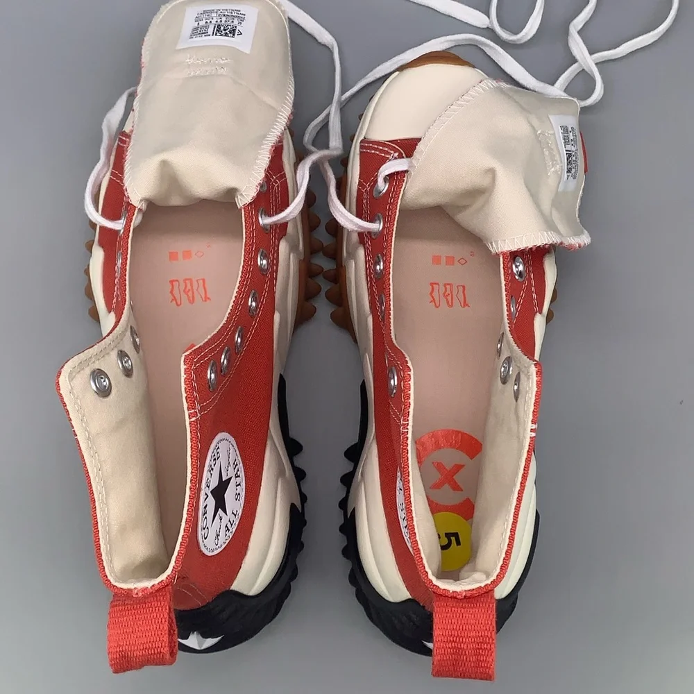 Converse Orange, White & Black Platform Run Star Hike Motion High Top Sneakers
